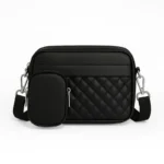 Quilted Black Crossbody Bag with Coin Pocket - Alif Bags